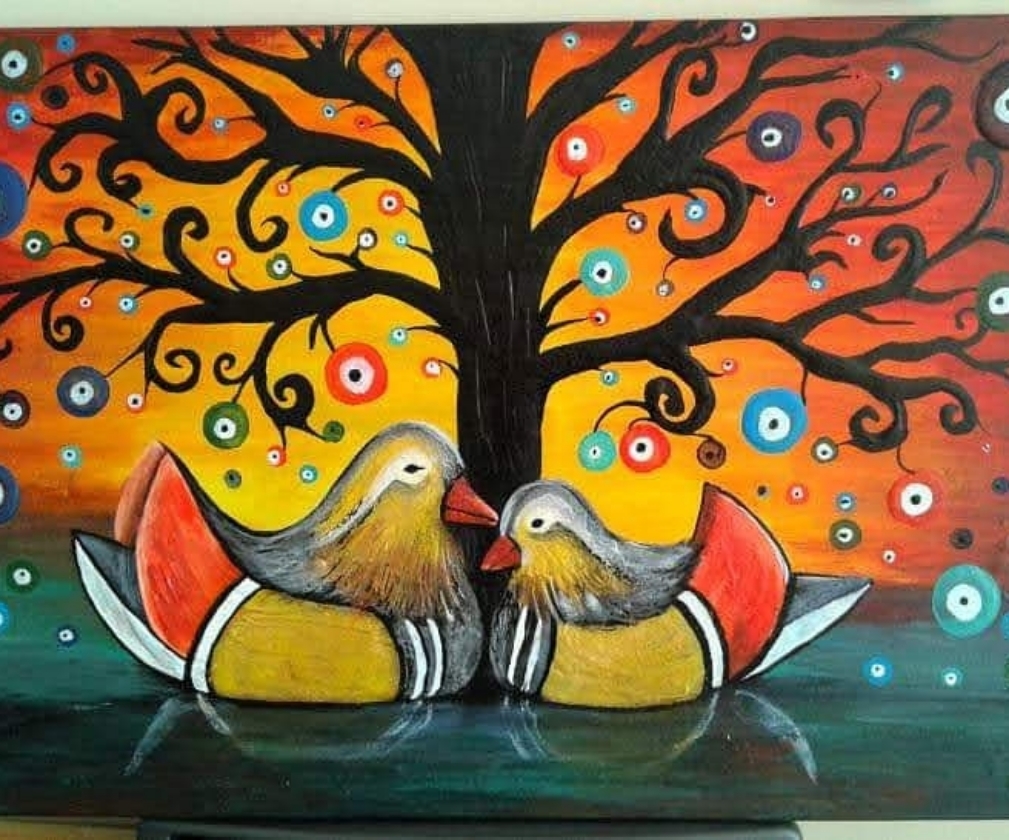 Cuadro patos mandarines